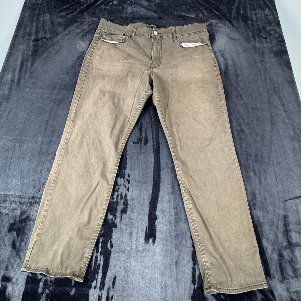 Lucky Brand 121 Slim Straight Pants Mens 38x30 Brown Khaki Casual Stretch 2999